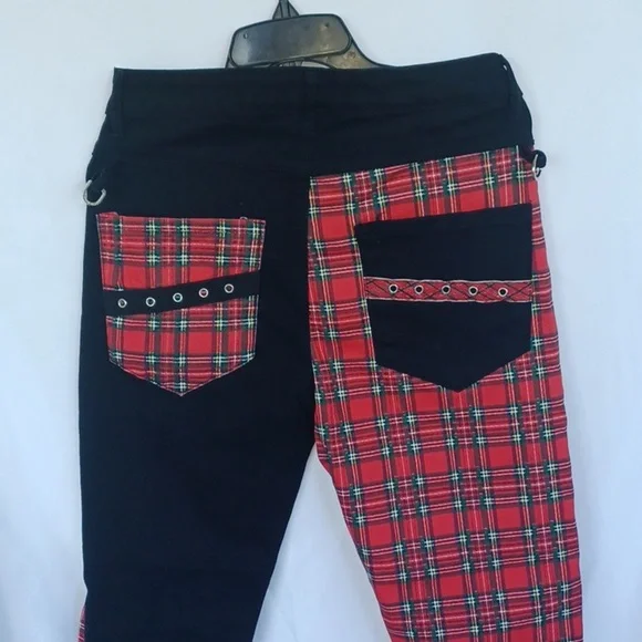 Enrica Men's Straight Slim two tone black & plaid Jeans, 30 x 28 ankle
